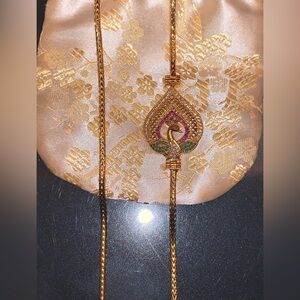 Mother’s Day special Genuine Ruby emerald CZ peacock pendant chain